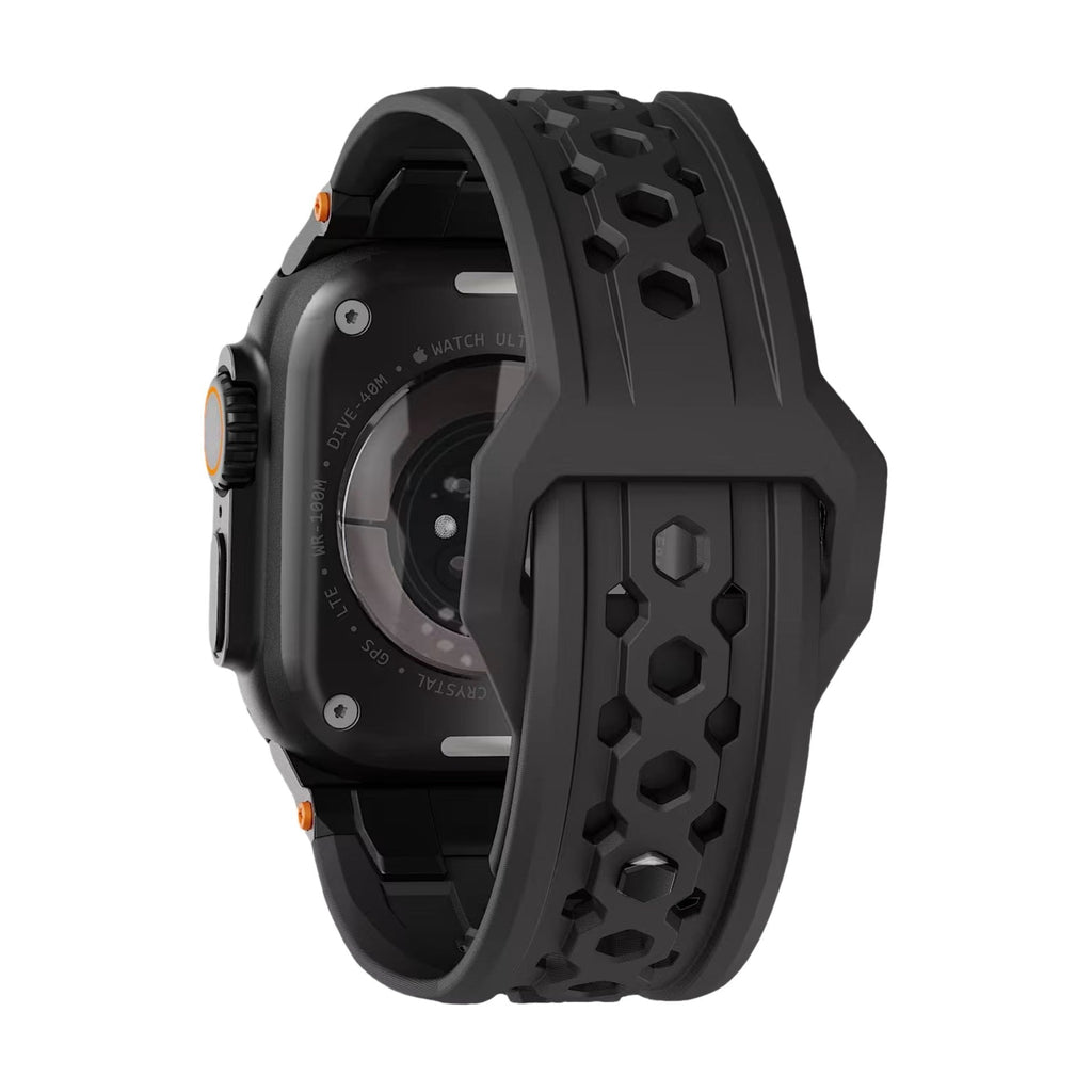 Correa de silicona perforada para Apple Watch, diseño outdoor, conectores metálicos, modelo Serdak