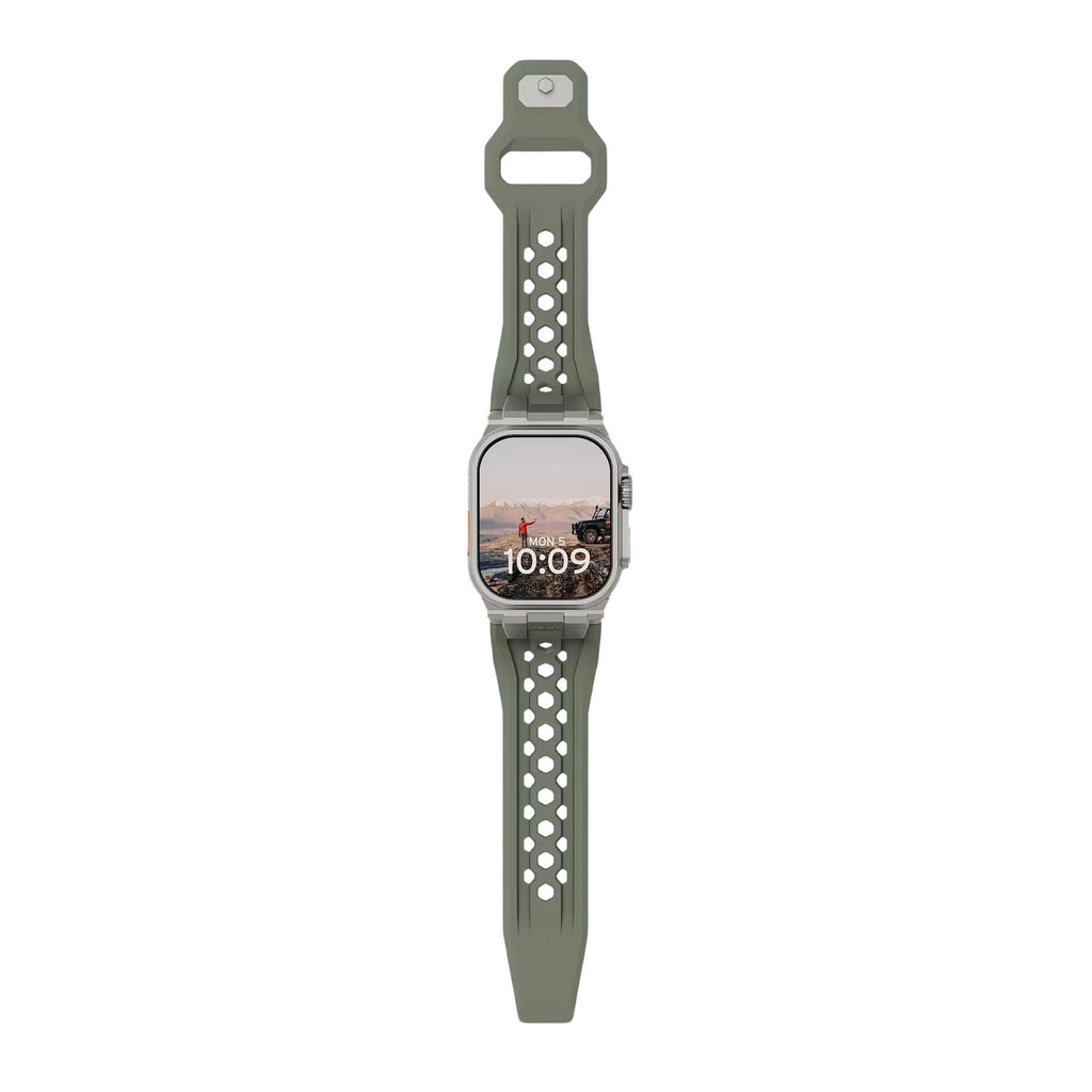 Correa de silicona perforada para Apple Watch, diseño outdoor, conectores metálicos, modelo Serdak