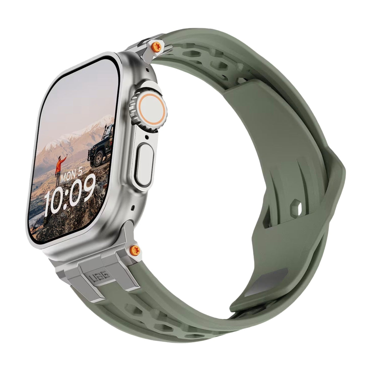 Correa de silicona perforada para Apple Watch, diseño outdoor, conectores metálicos, modelo Serdak