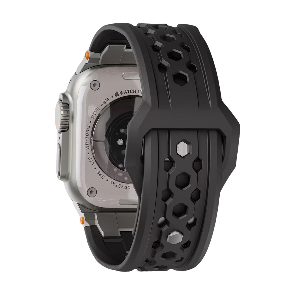 Correa de silicona perforada para Apple Watch, diseño outdoor, conectores metálicos, modelo Serdak
