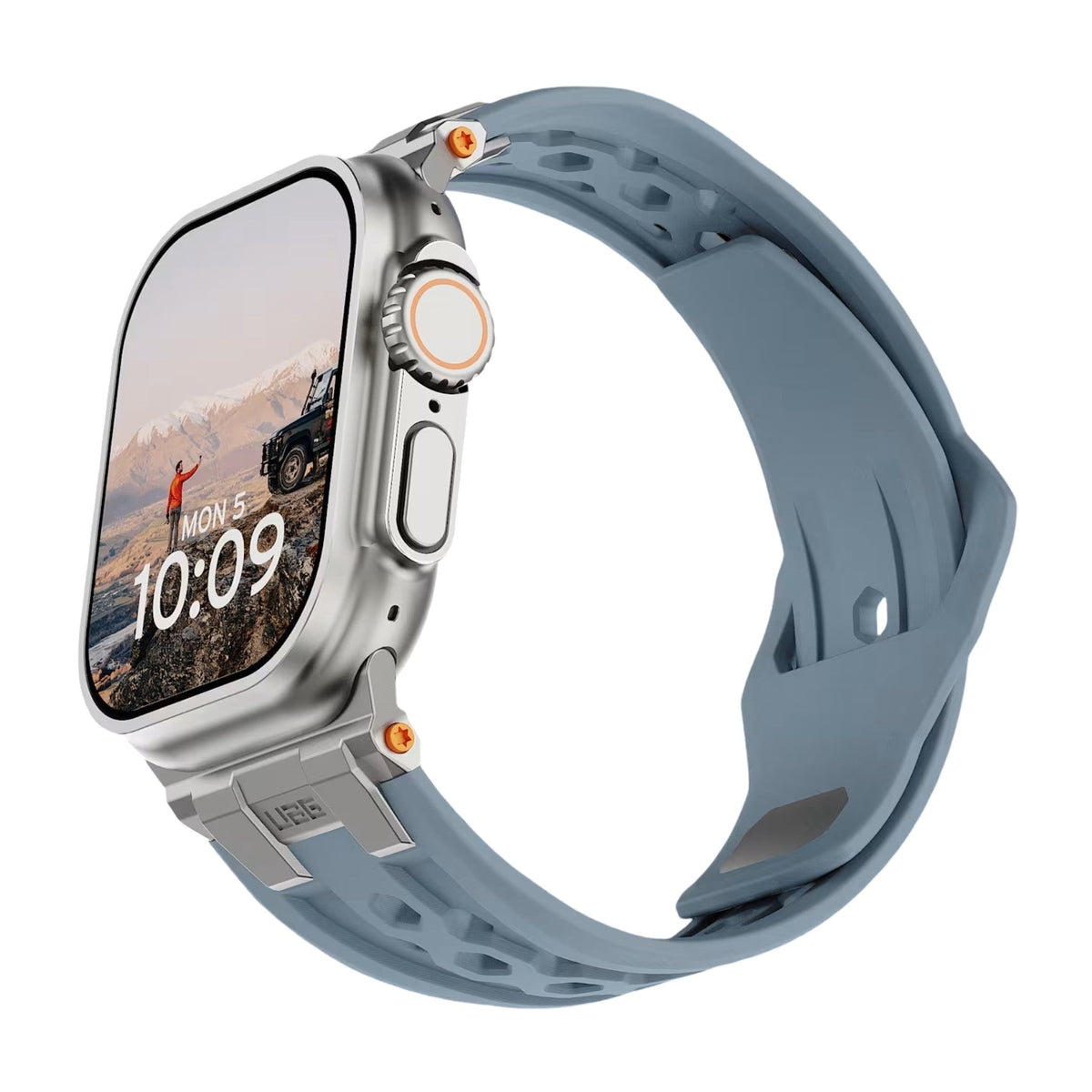 Correa de silicona perforada para Apple Watch, diseño outdoor, conectores metálicos, modelo Serdak