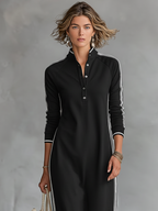 Vestido Maxi Sudadera con Ribete Blanco