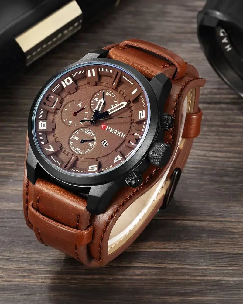 Reloj cronógrafo de piel Vanguard - LOVRA DESIGN