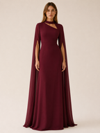 Calina | Chiffon Maxi Dress with Cape Sleeves