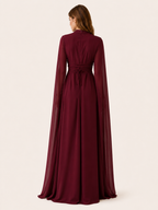 Calina | Chiffon Maxi Dress with Cape Sleeves