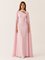 Calina | Chiffon Maxi Dress with Cape Sleeves