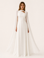 Calina | Chiffon Maxi Dress with Cape Sleeves