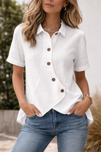 Camisa Asimétrica Blanca Linen Flow