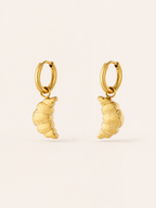 Carys | Croissant Hoop Earrings with Charm Detail