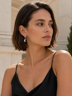 Carys | Croissant Hoop Earrings with Charm Detail