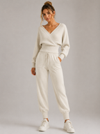 Conjunto de Punto Acanalado con Top Cruzado y Pantalón Jogger