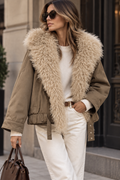 Chaqueta Oversize con Cuello de Pelo Rizado
