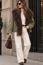Chaqueta Oversize con Cuello de Pelo Rizado