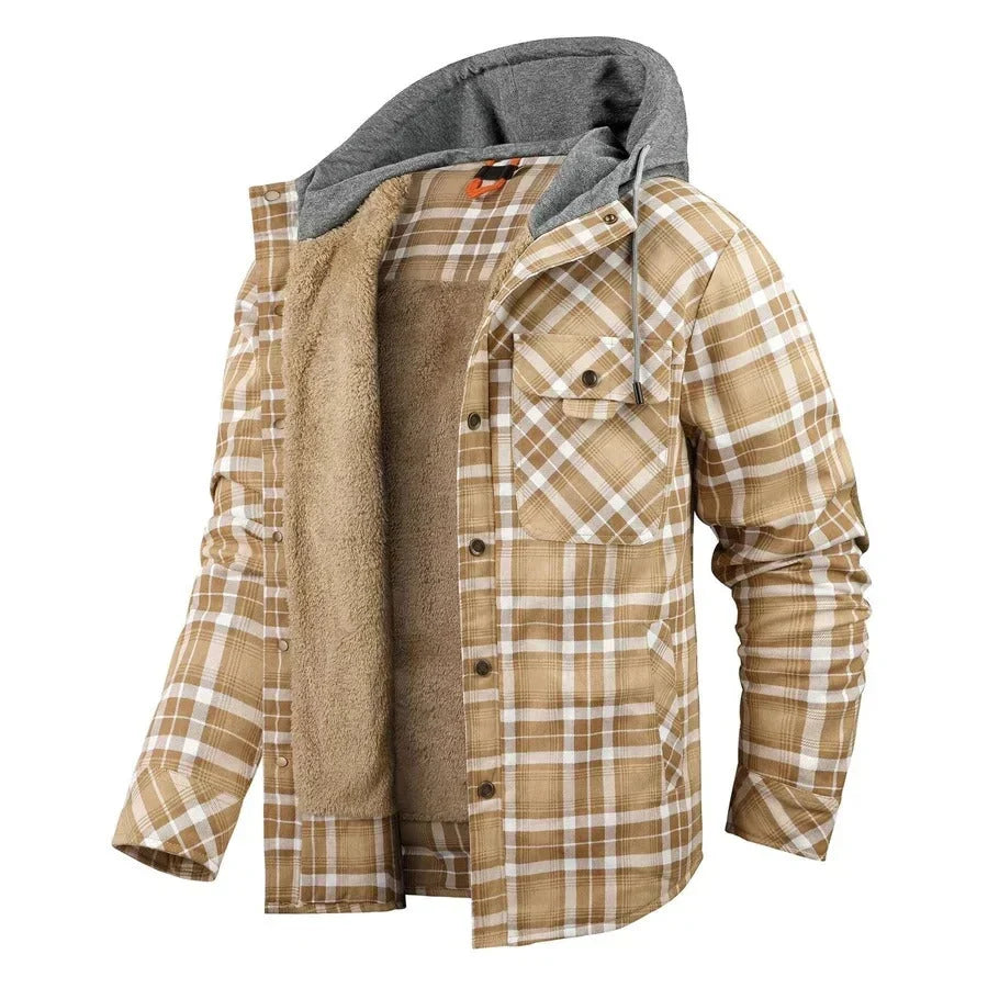 Chaqueta Ligera de Cuadros con Capucha