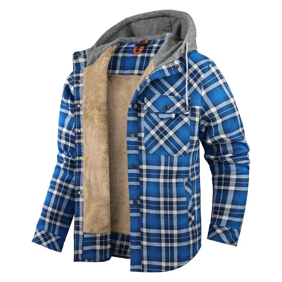 Chaqueta Ligera de Cuadros con Capucha