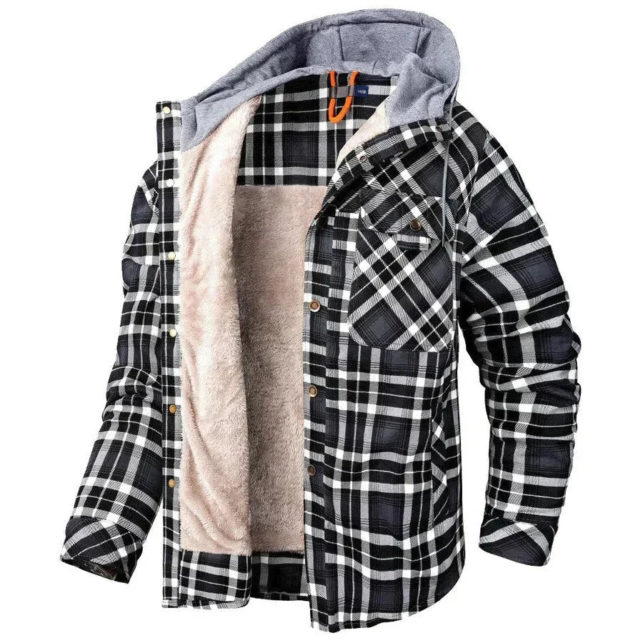 Chaqueta Ligera de Cuadros con Capucha