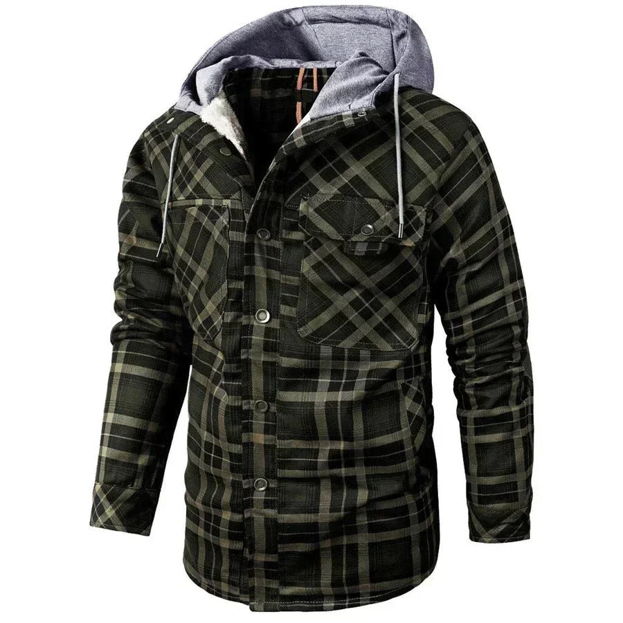 Chaqueta Ligera de Cuadros con Capucha