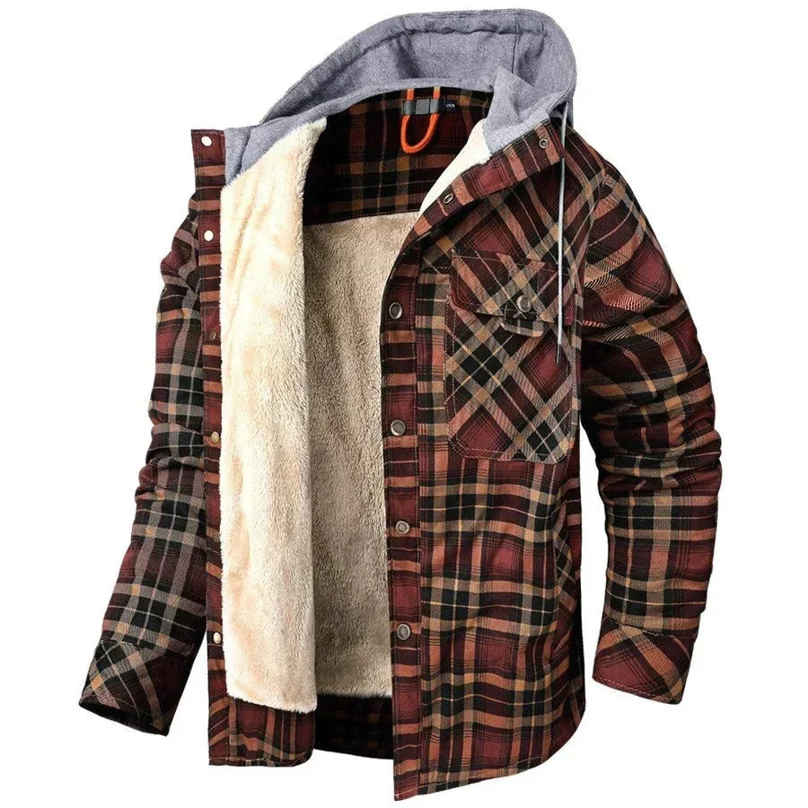 Chaqueta Ligera de Cuadros con Capucha