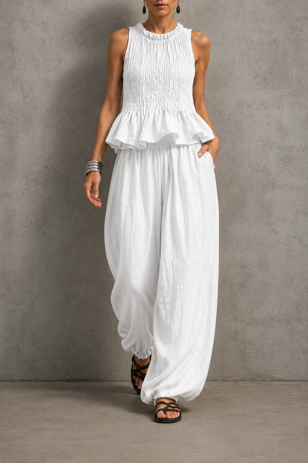 Conjunto Boho de Volantes y Pantalón Fluido