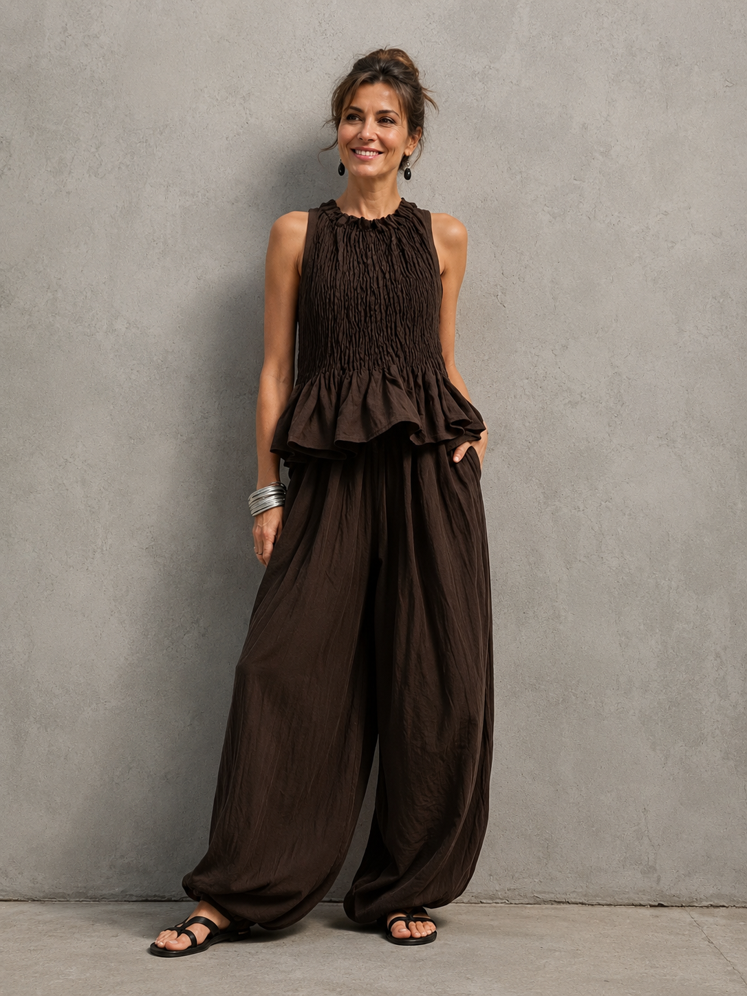 Conjunto Boho de Volantes y Pantalón Fluido