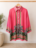 Conjunto Tropical Camisa Oversize y Pantalón Fluido Palma