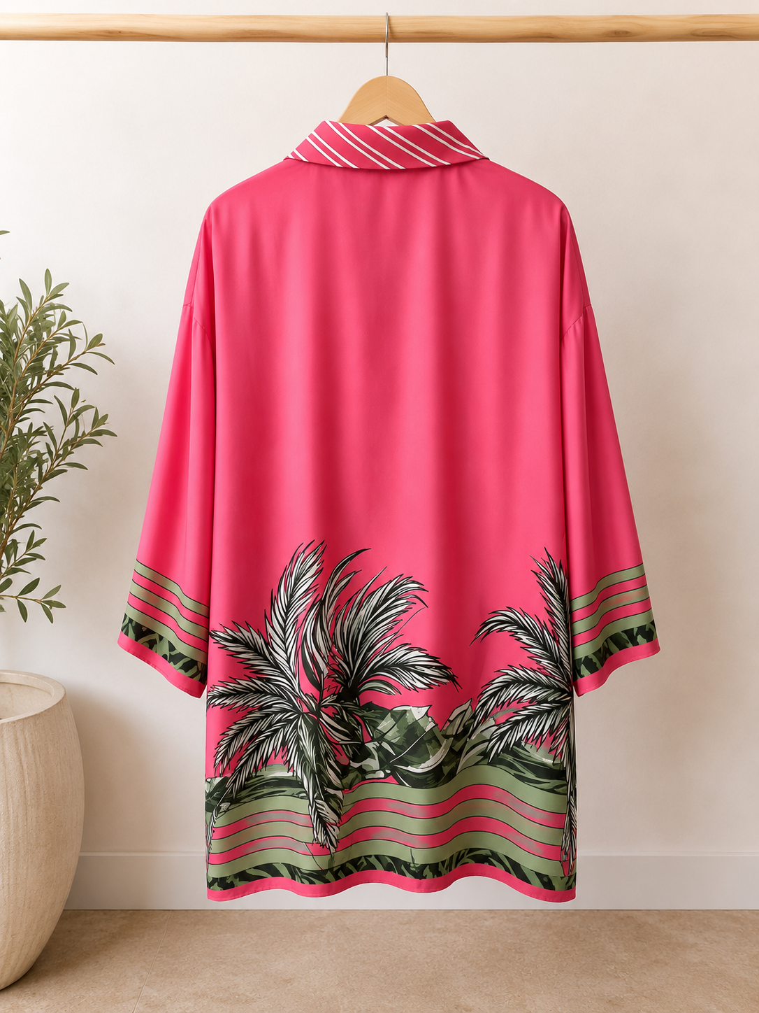 Conjunto Tropical Camisa Oversize y Pantalón Fluido Palma