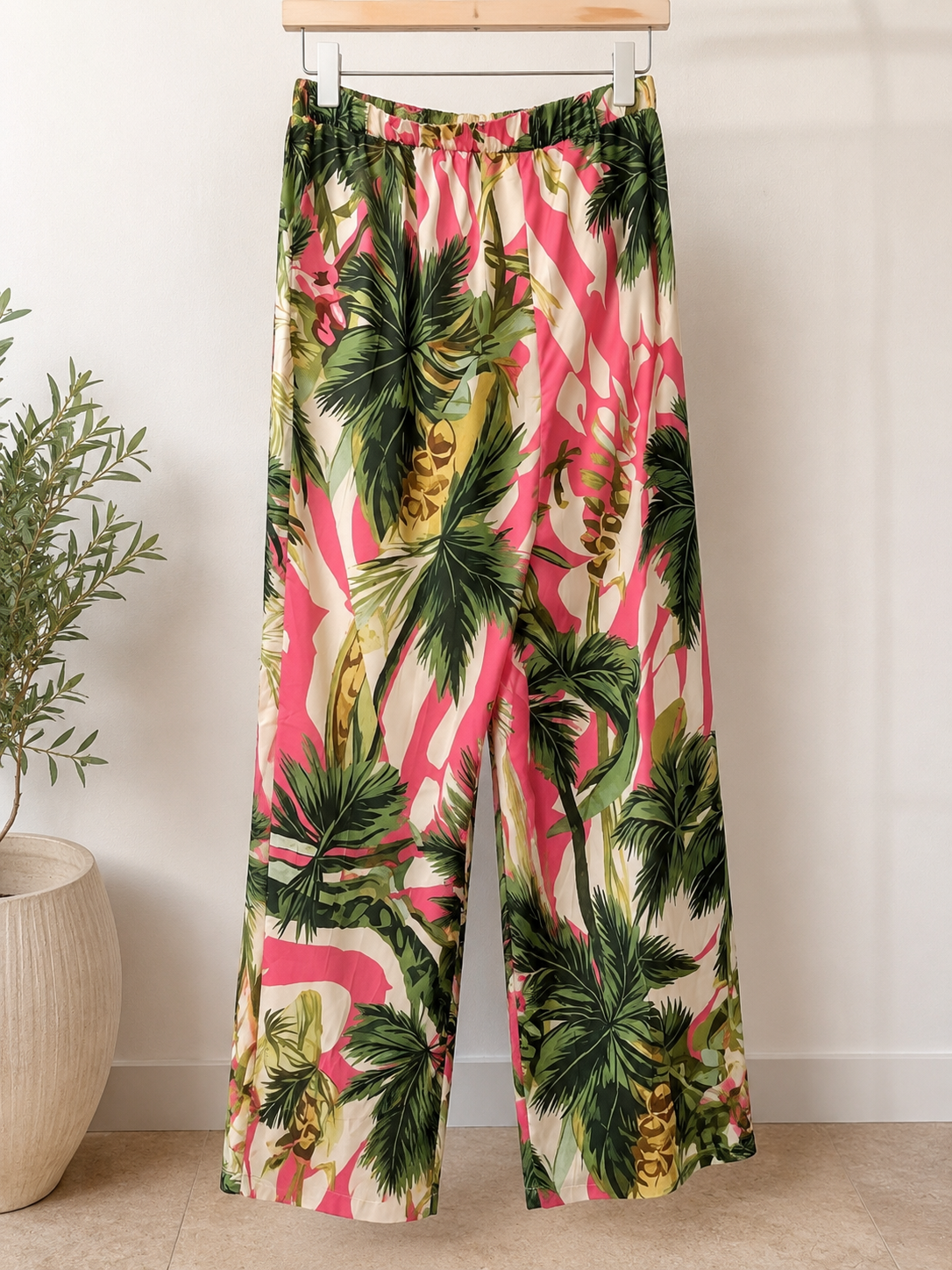 Conjunto Tropical Camisa Oversize y Pantalón Fluido Palma