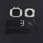 Carcasa completa brillante para Apple Watch, correa de silicona con strass, compatible 44/45/46mm, modelo Svara