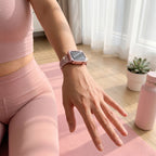 Correa y carcasa Apple Watch de acero inoxidable, eslabones con pedrería engastada, para mujer, modelo Fida