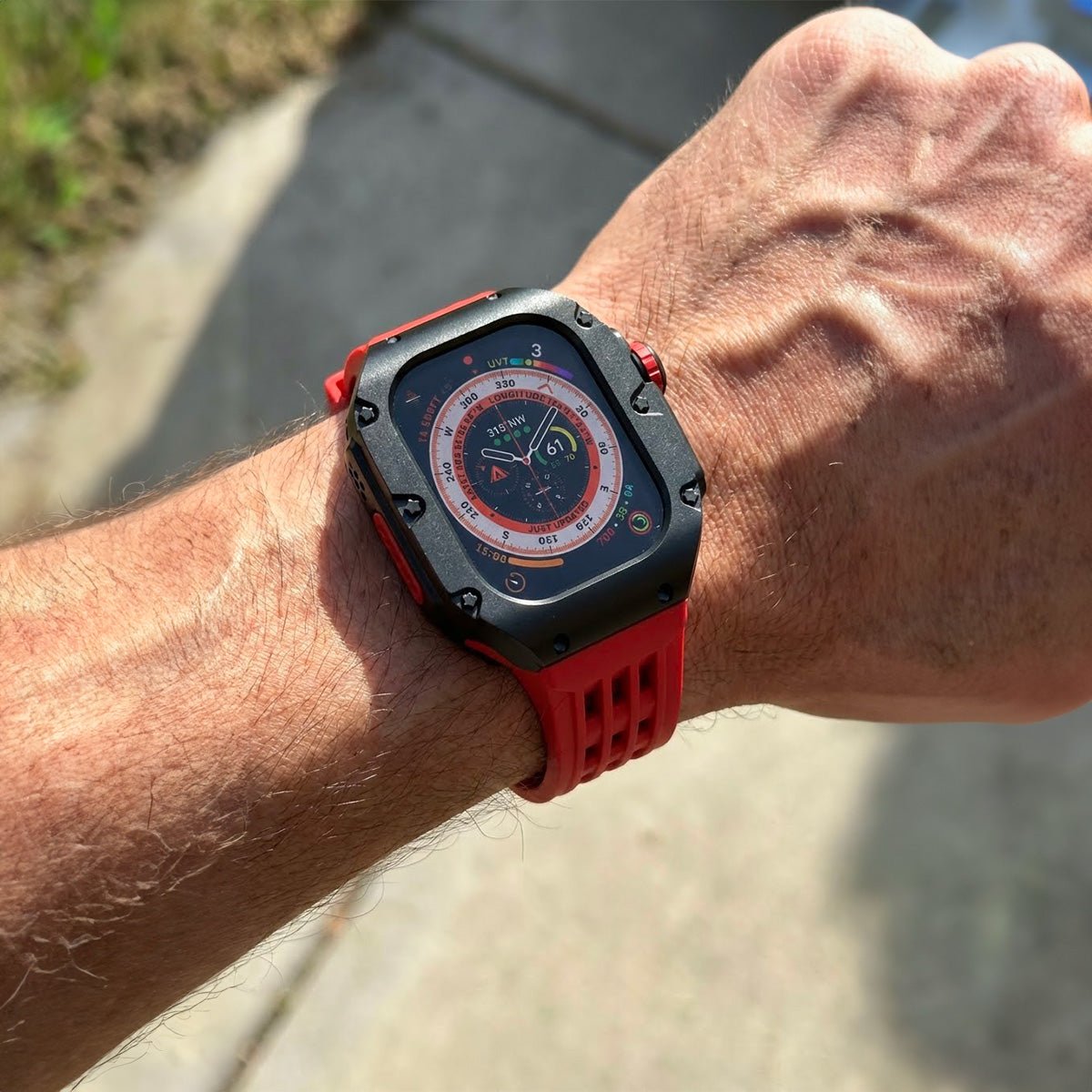 Carcasa de titanio y correa de silicona 49mm para Apple Watch Ultra, modelo Nodius