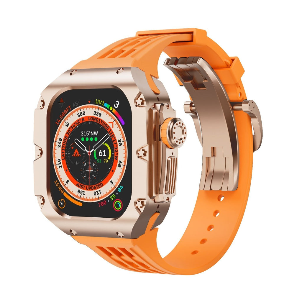 Carcasa de titanio y correa de silicona 49mm para Apple Watch Ultra, modelo Nodius