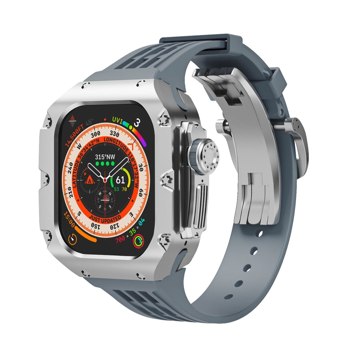 Carcasa de titanio y correa de silicona 49mm para Apple Watch Ultra, modelo Nodius