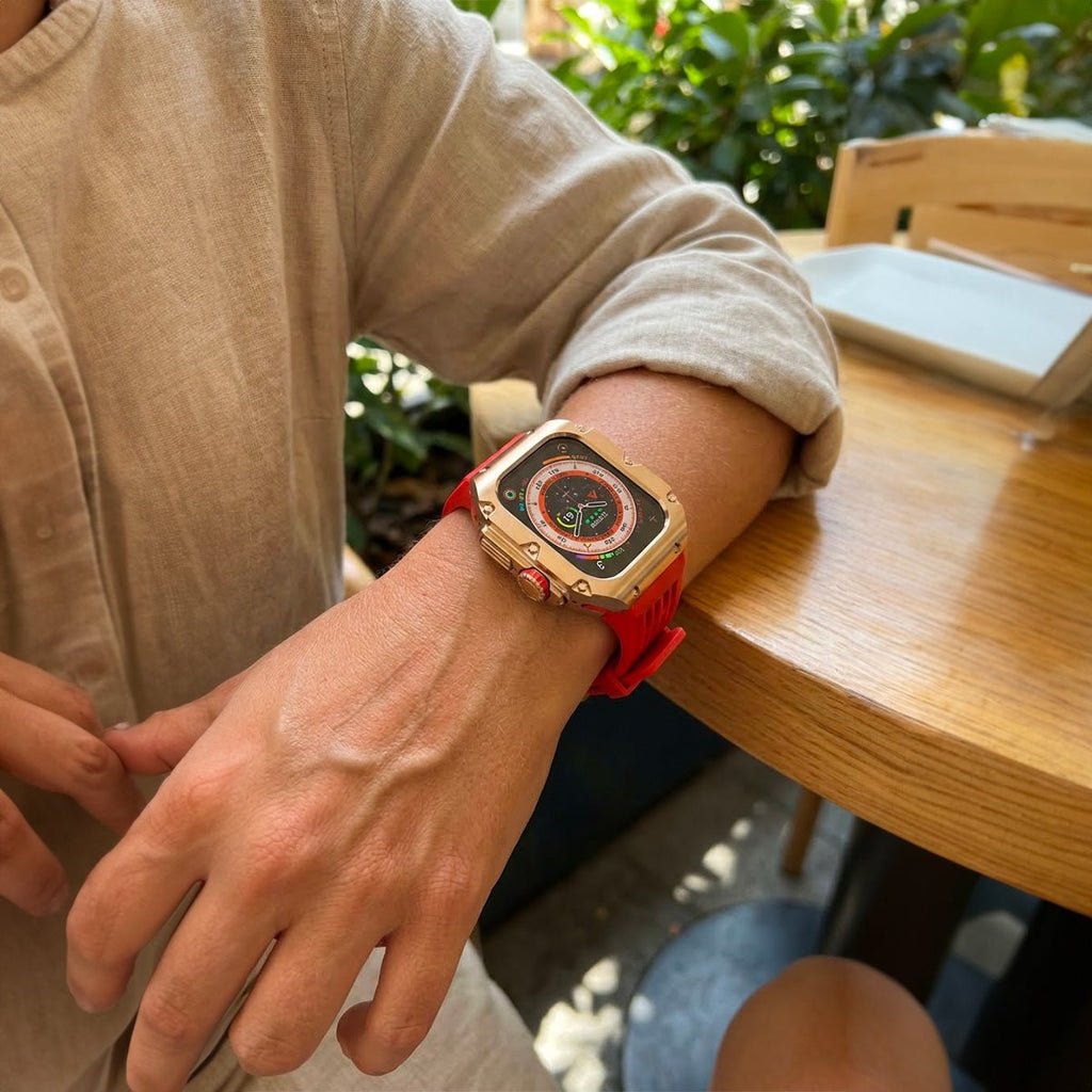 Carcasa de titanio y correa de silicona 49mm para Apple Watch Ultra, modelo Nodius