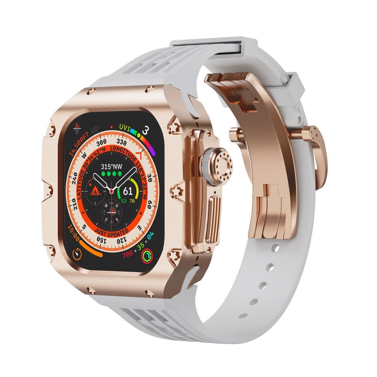 Carcasa de titanio y correa de silicona 49mm para Apple Watch Ultra, modelo Nodius