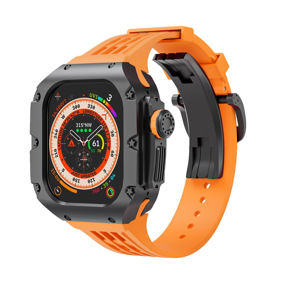 Carcasa de titanio y correa de silicona 49mm para Apple Watch Ultra, modelo Nodius