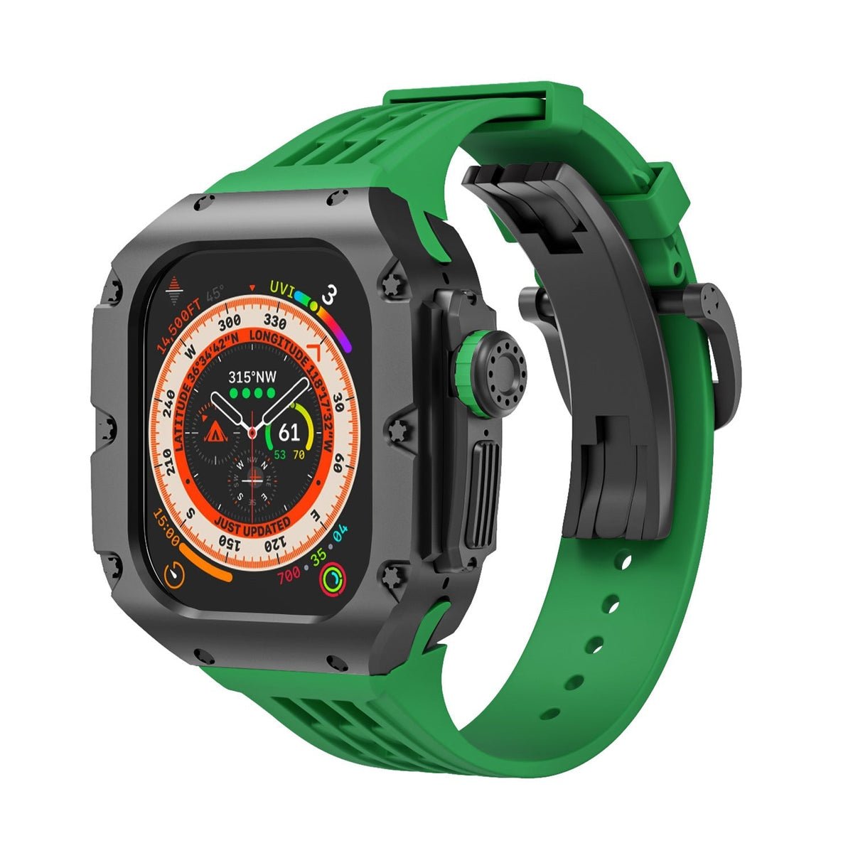 Carcasa de titanio y correa de silicona 49mm para Apple Watch Ultra, modelo Nodius