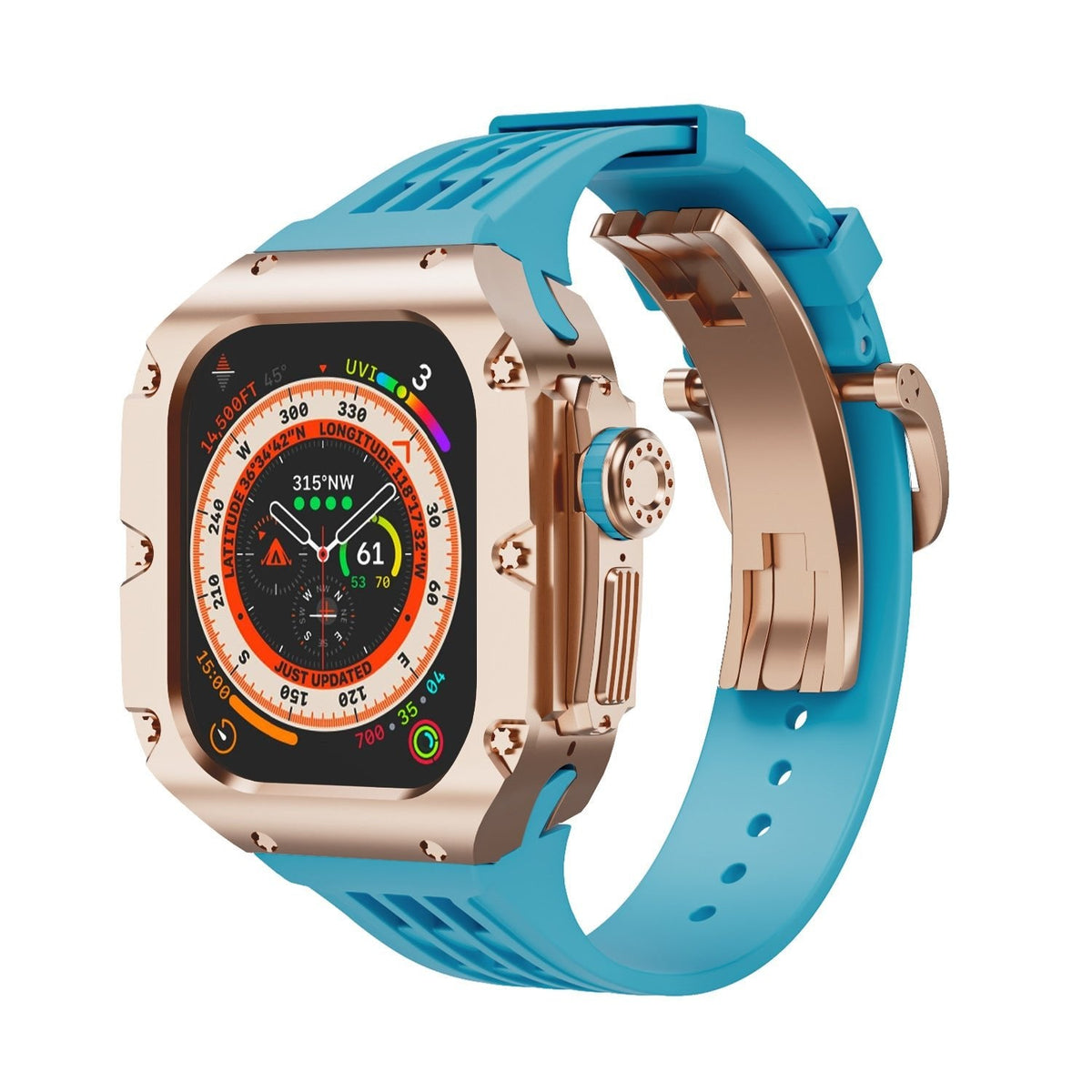 Carcasa de titanio y correa de silicona 49mm para Apple Watch Ultra, modelo Nodius