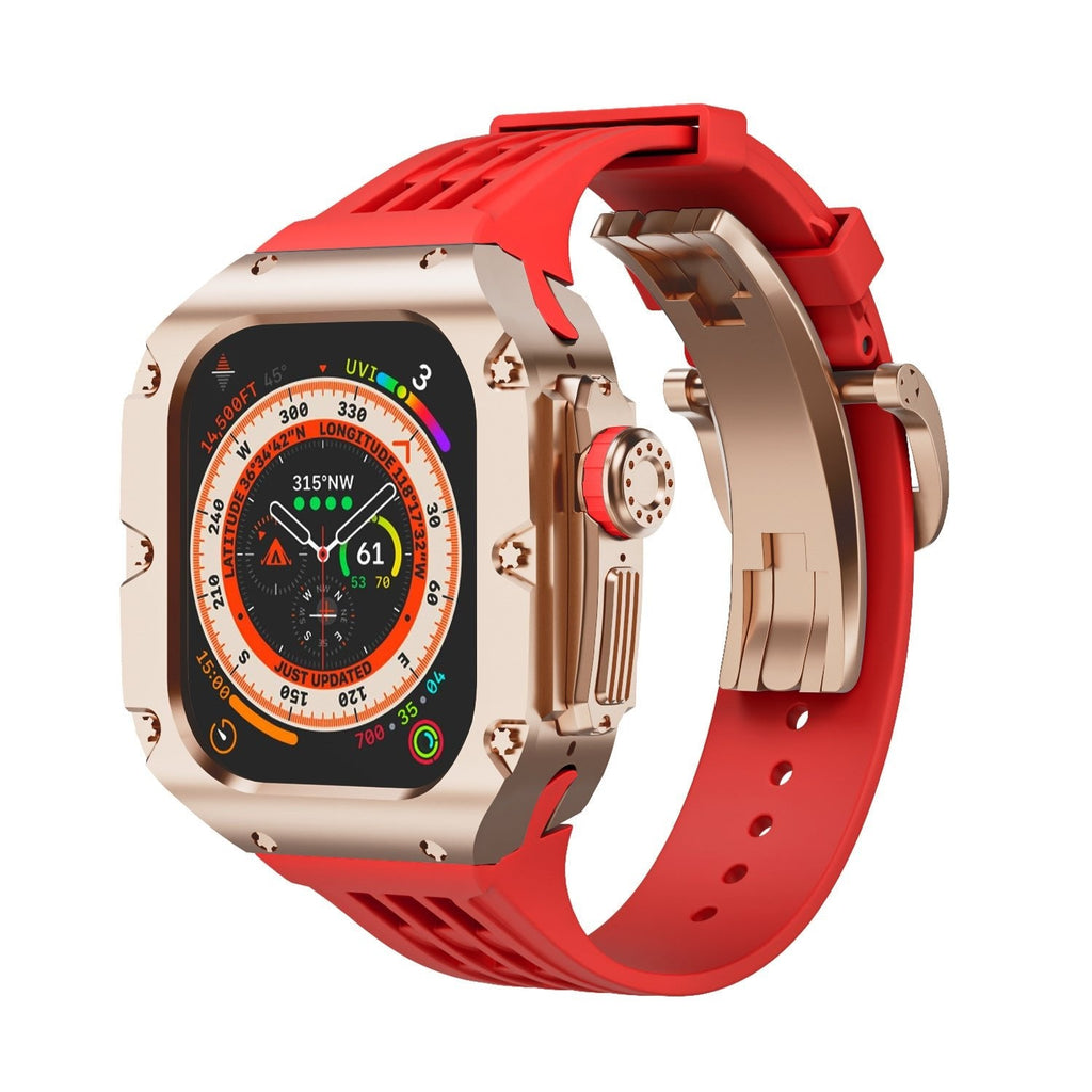 Carcasa de titanio y correa de silicona 49mm para Apple Watch Ultra, modelo Nodius