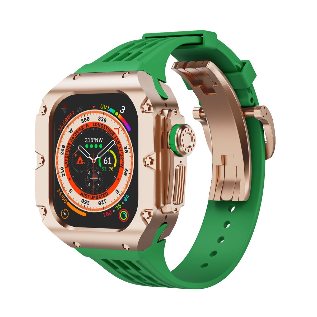 Carcasa de titanio y correa de silicona 49mm para Apple Watch Ultra, modelo Nodius