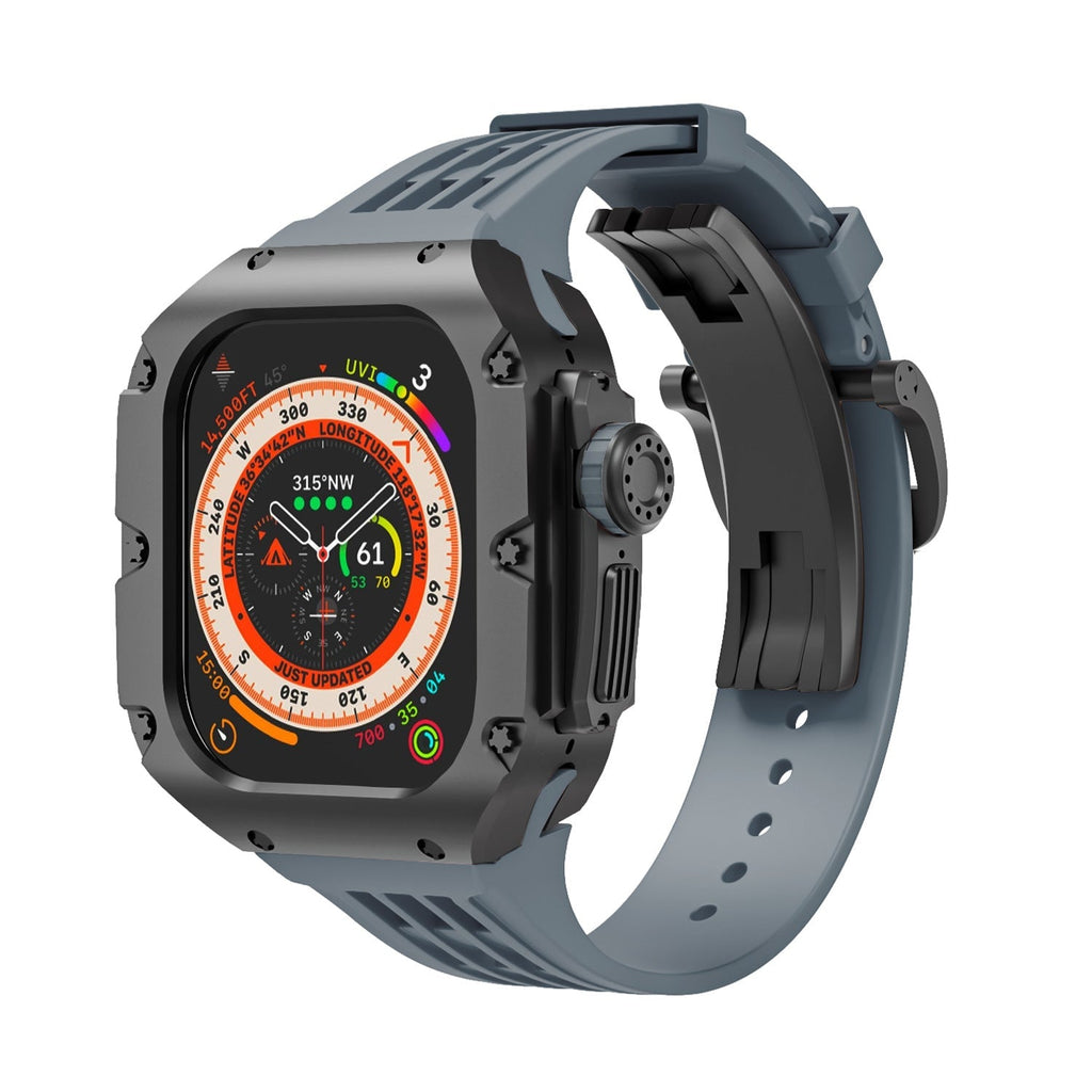 Carcasa de titanio y correa de silicona 49mm para Apple Watch Ultra, modelo Nodius