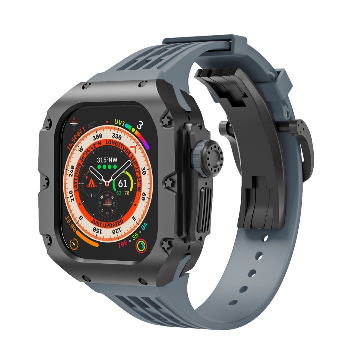 Carcasa de titanio y correa de silicona 49mm para Apple Watch Ultra, modelo Nodius