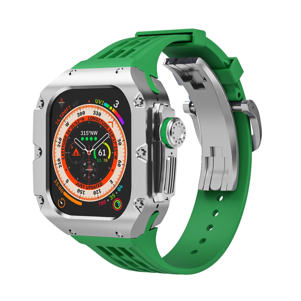 Carcasa de titanio y correa de silicona 49mm para Apple Watch Ultra, modelo Nodius