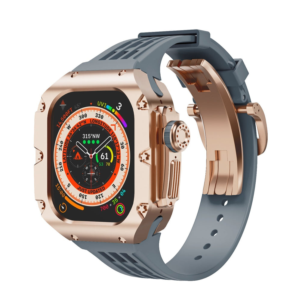 Carcasa de titanio y correa de silicona 49mm para Apple Watch Ultra, modelo Nodius