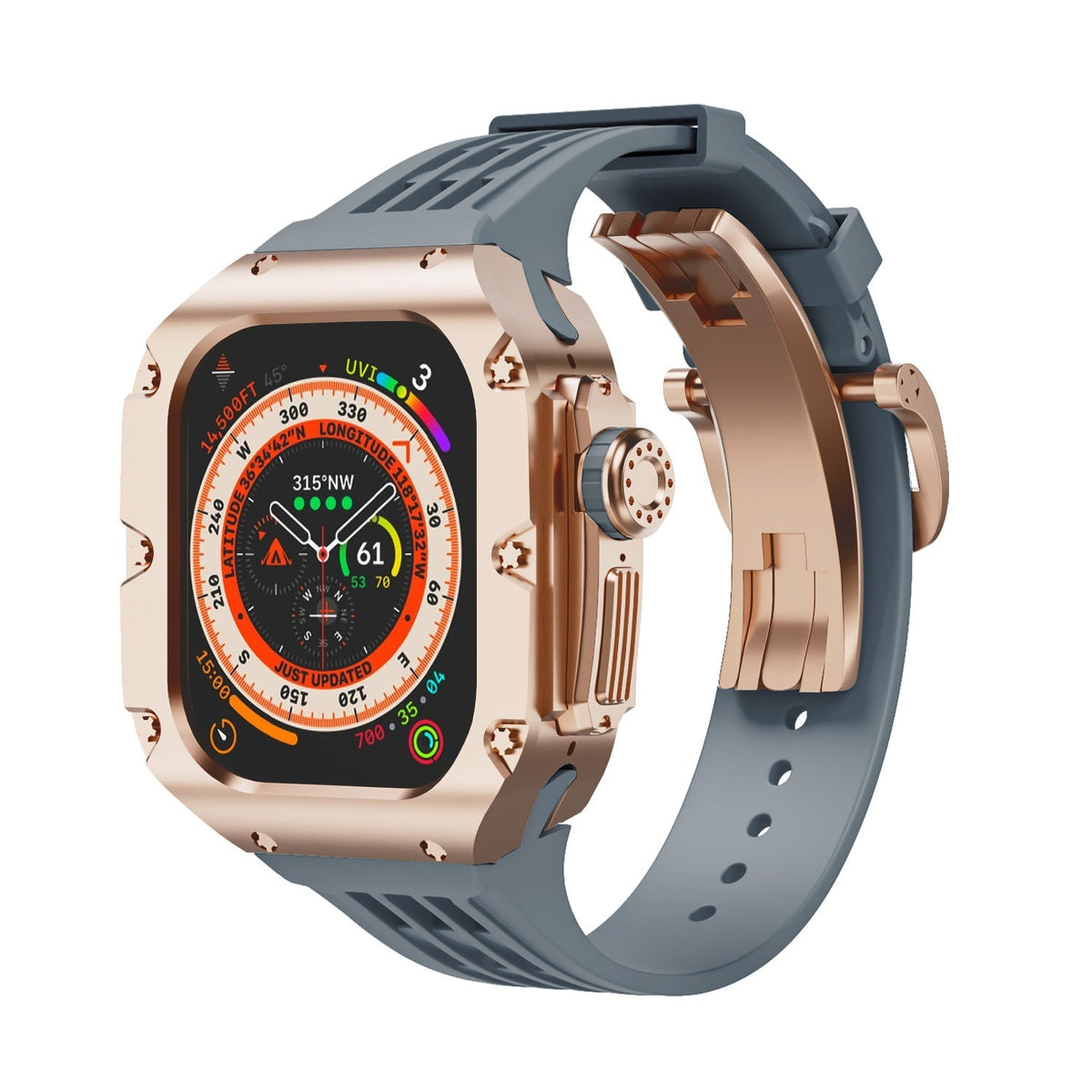 Carcasa de titanio y correa de silicona 49mm para Apple Watch Ultra, modelo Nodius