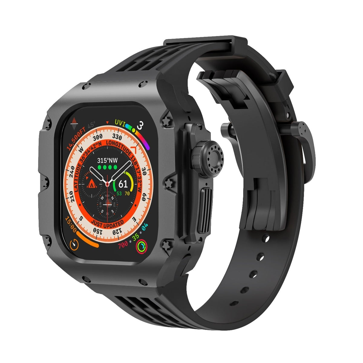 Carcasa de titanio y correa de silicona 49mm para Apple Watch Ultra, modelo Nodius
