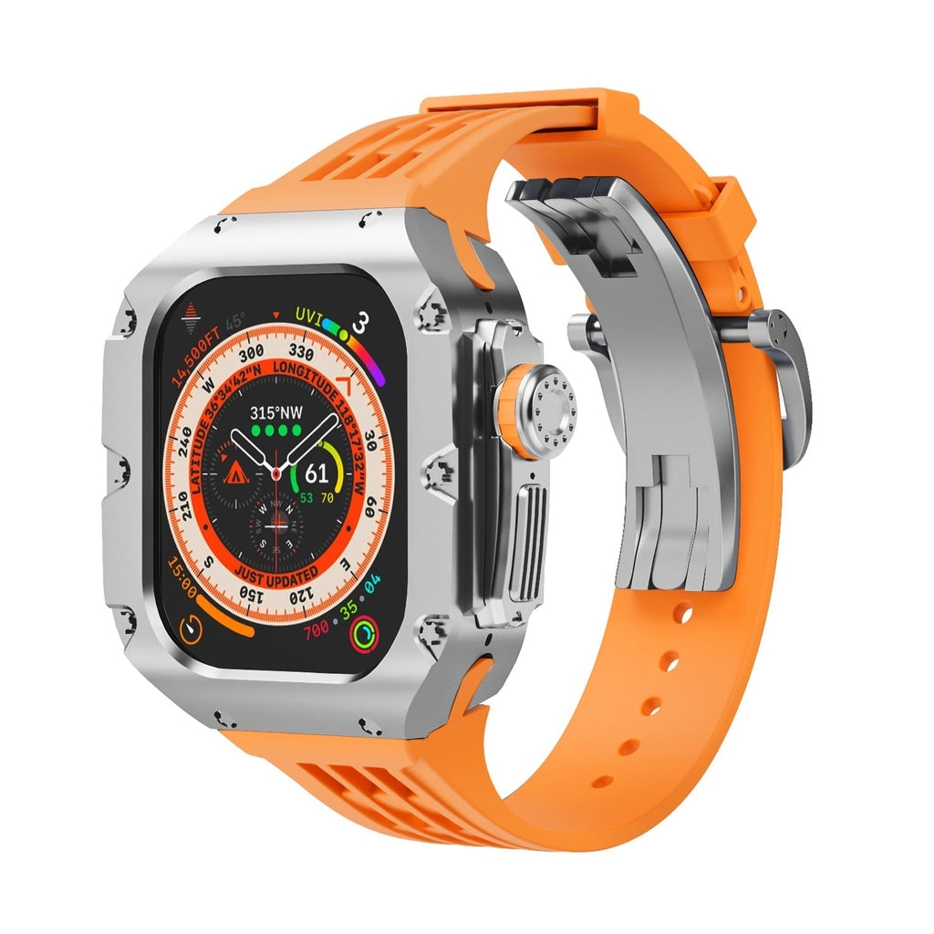 Carcasa de titanio y correa de silicona 49mm para Apple Watch Ultra, modelo Nodius