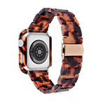 Funda integral con correa para Apple Watch, de eslabones de resina efecto leopardo, estilo atrevido y moderno, modelo Kidine