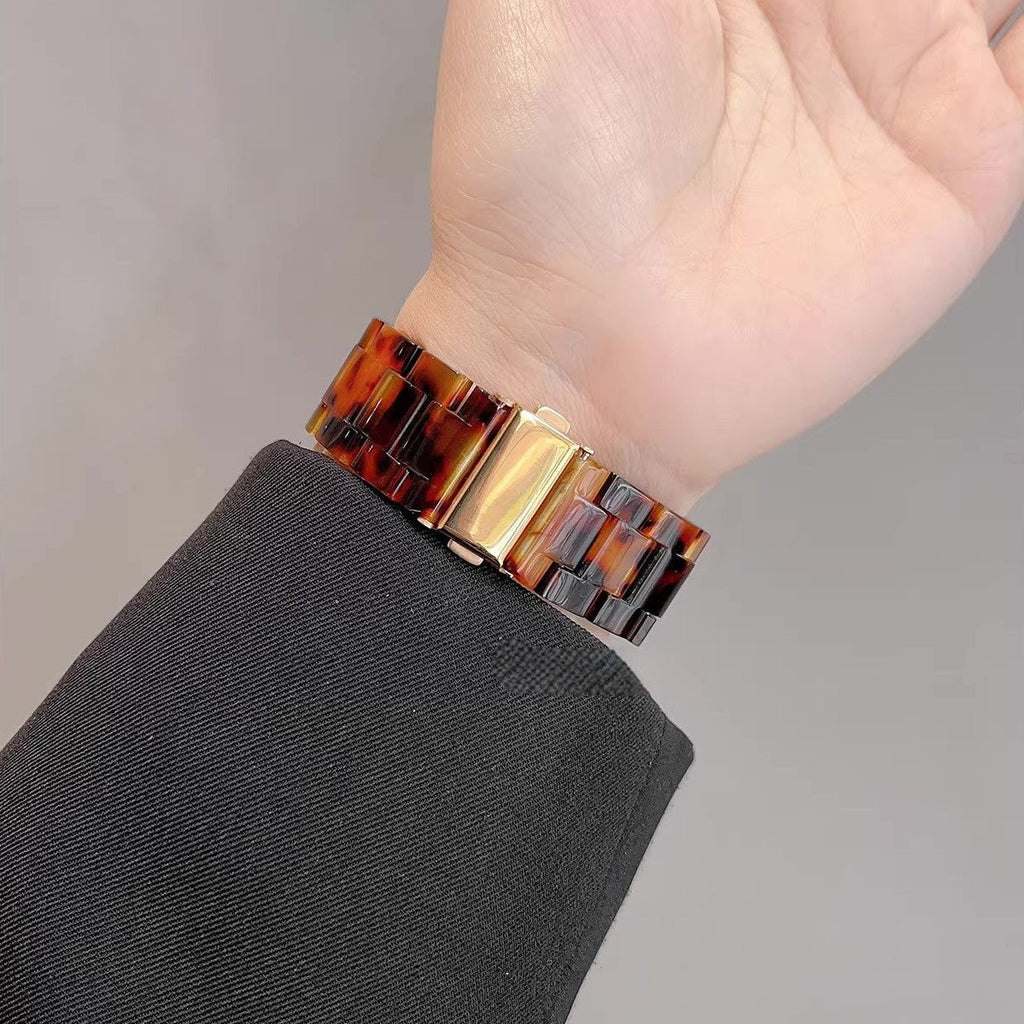 Funda integral con correa para Apple Watch, de eslabones de resina efecto leopardo, estilo atrevido y moderno, modelo Kidine