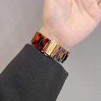 Funda integral con correa para Apple Watch, de eslabones de resina efecto leopardo, estilo atrevido y moderno, modelo Kidine