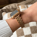 Correa de acero inoxidable para Apple Watch, malla de cinco hileras con carcasa integrada, modelo Payda